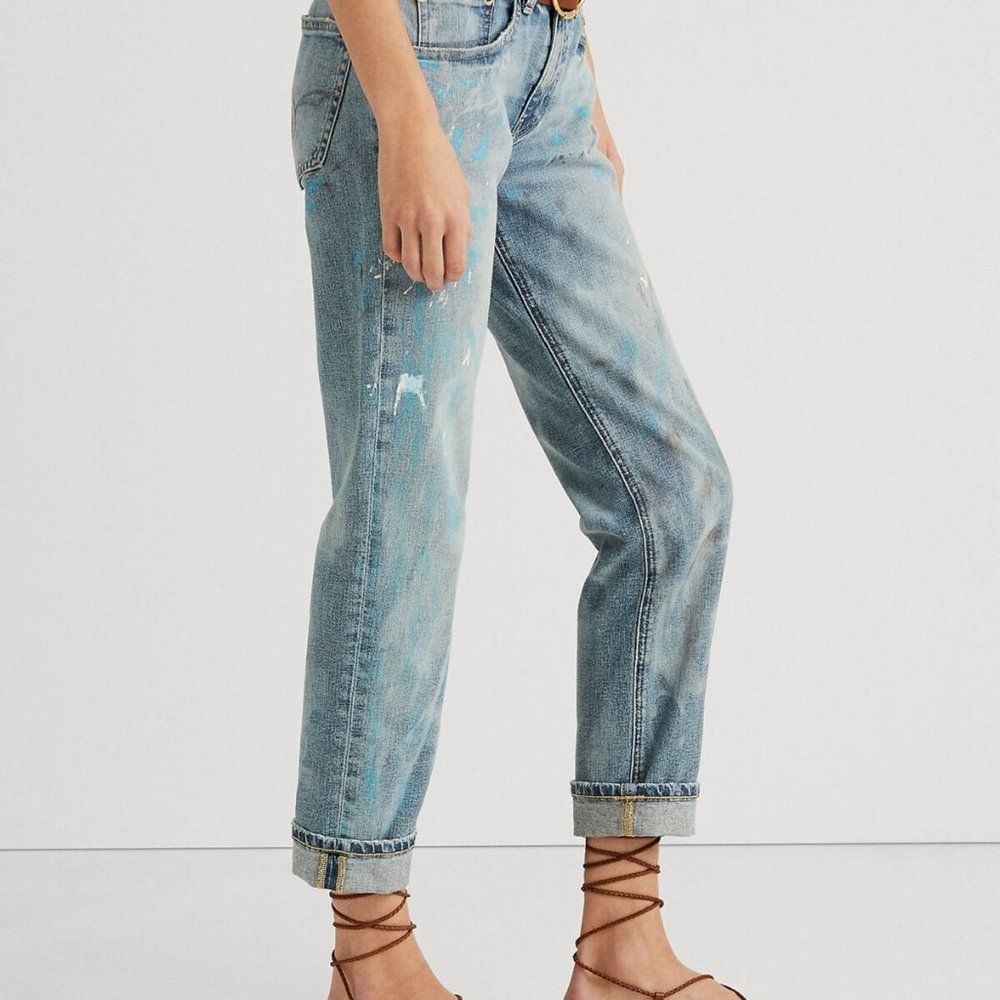 Lauren Ralph Lauren Relaxed Tapered Paint Splatter Jeans - Picture 2 of 7